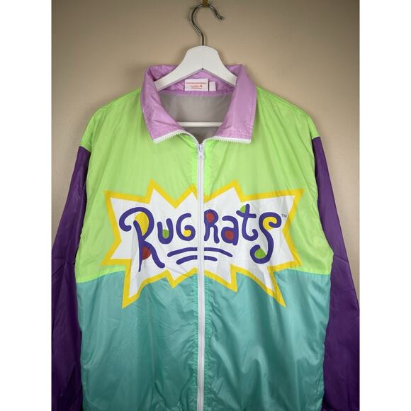 Vintage Nickelodeon Rugrats Windbreaker Jacket Size M Colorblock 90s Retro Style - Picture 2 of 16